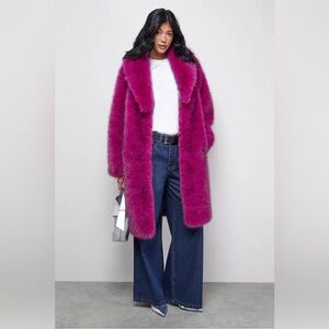 Nasty Gal Bright Fuchsia Faux Fur Coat